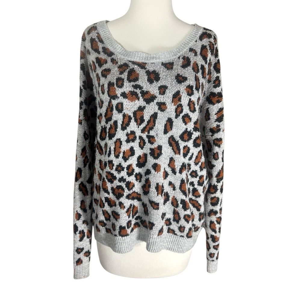 Signature Collection Leopard Knit Pullover Sweater Sz XL